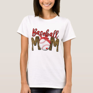 Leopard Baseball Mom Mother's Day Red Headband Wom T-Shirt