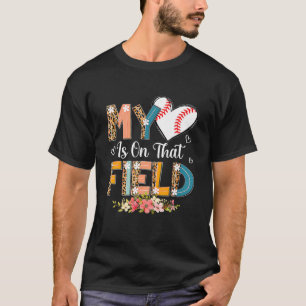 Leopard Baseball Mom My Heart Is On That Field Mot T-Shirt