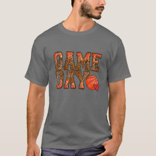 Leopard Basketball Game Day Vibes Basketball Mom M T-Shirt