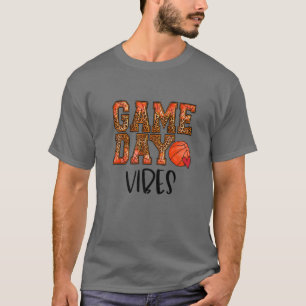 Leopard Basketball Game Day Vibes Basketball Mom M T-Shirt