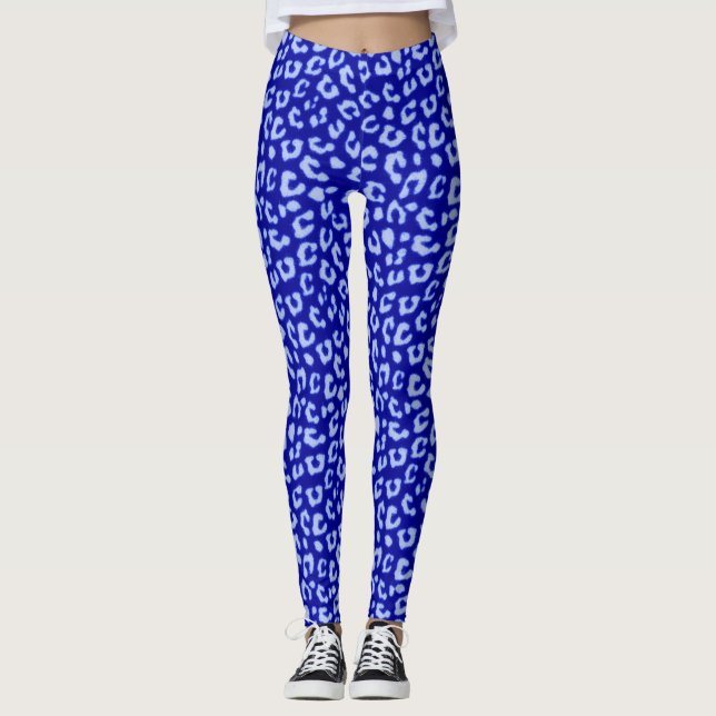 Leopard Batik Bleu - leggings (Devant)