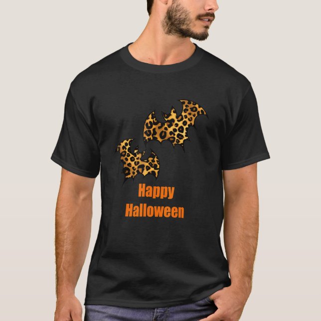 Leopard Bats Halloween Ghost Scary T-Shirt (Front)
