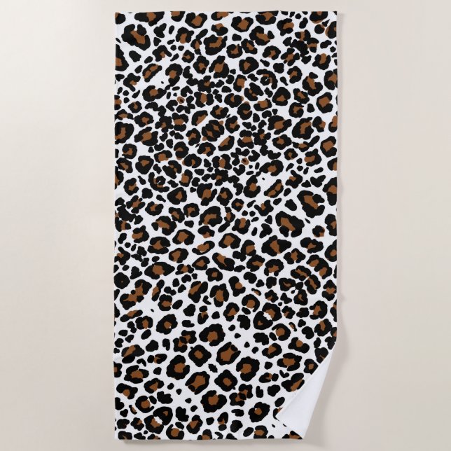 Leopard Big Cat Fur Pattern Print  Beach Towel (Front)