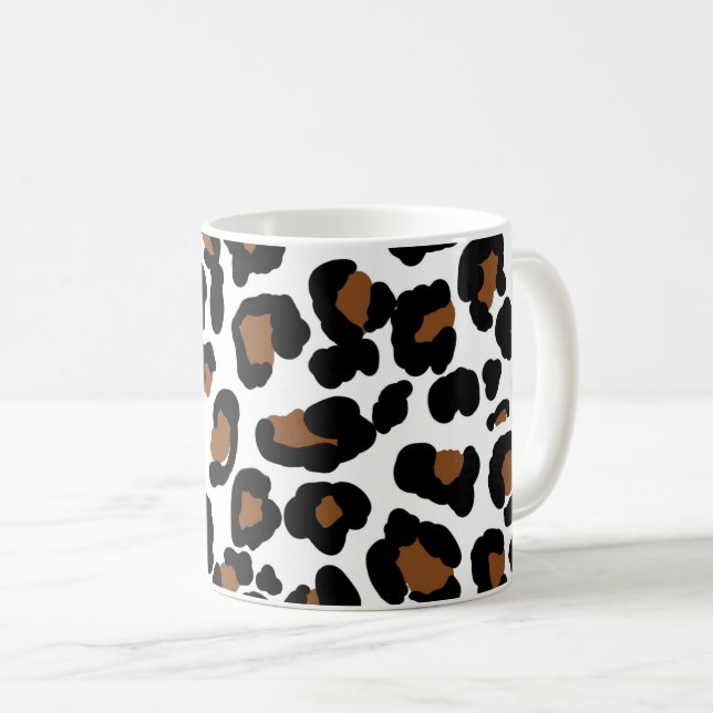 Leopard Big Cat Fur Pattern Print  Coffee Mug (Front Right)