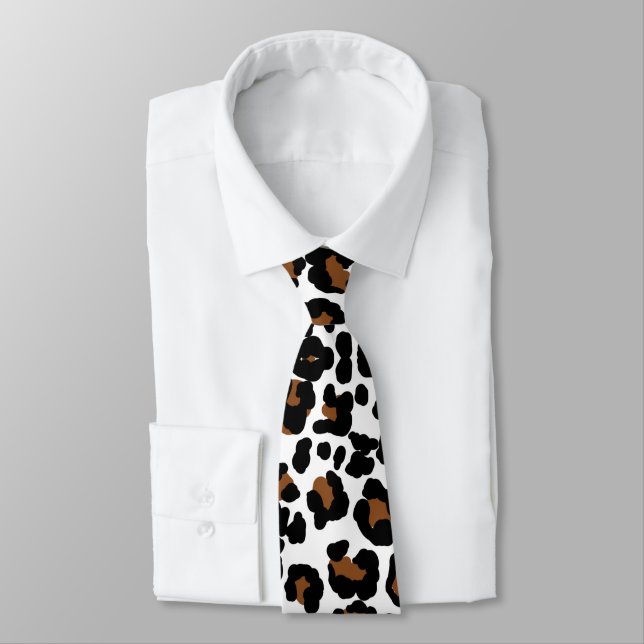 Leopard Big Cat Fur Pattern Print  Tie (Tied)