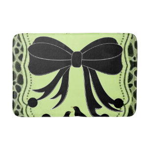 leopard bird green black bathmat