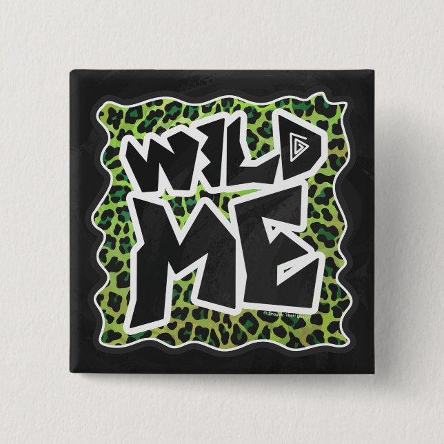 Leopard Black and Green Print 2 Inch Square Button (Front)