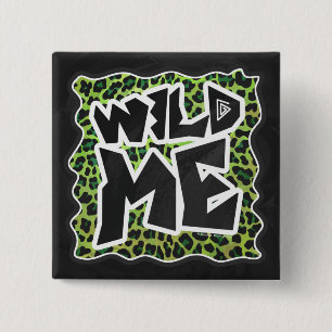 Leopard Black and Green Print 2 Inch Square Button