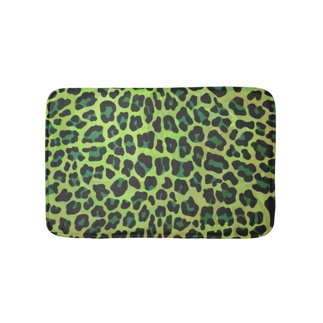 Leopard Black and Green Print Bath Mat (Front)