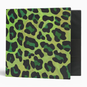 Leopard Black and Green Print Binder