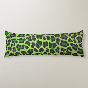 Leopard Black and Green Print Body Pillow