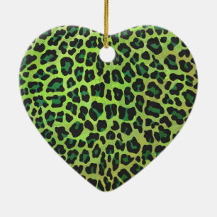 Leopard Black and Green Print Ceramic Ornament