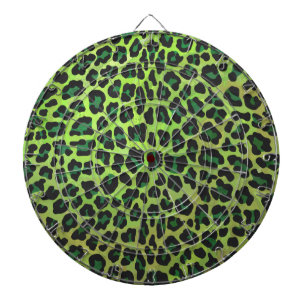 Leopard Black and Green Print Dartboard