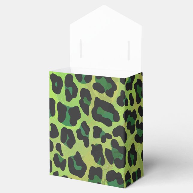Leopard Black and Green Print Favor Box (Opened)