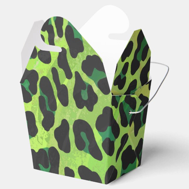 Leopard Black and Green Print Favor Box (Opened)