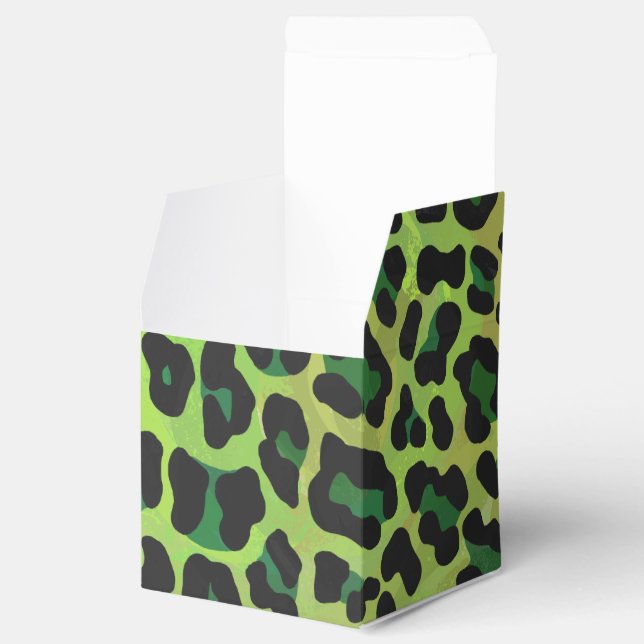 Leopard Black and Green Print Favor Box (Opened)