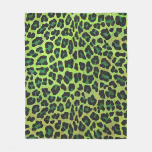 Leopard Black and Green Print Fleece Blanket