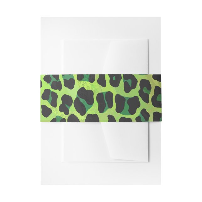 Leopard Black and Green Print Invitation Belly Band (Front Example)