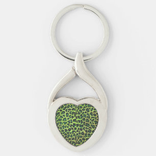 Leopard Black and Green Print Keychain