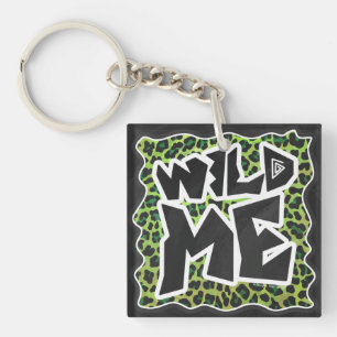 Leopard Black and Green Print Keychain