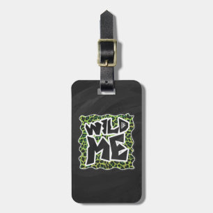 Leopard Black and Green Print Luggage Tag
