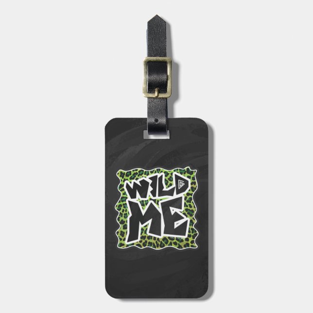 Leopard Black and Green Print Luggage Tag (Front Vertical)