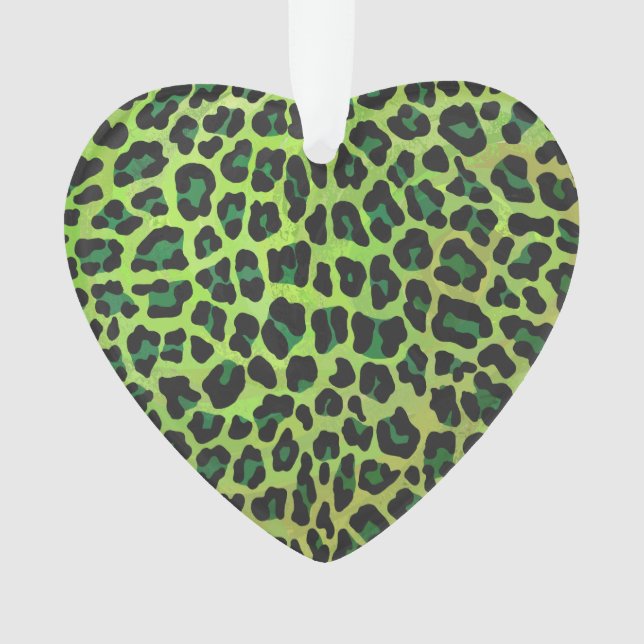 Leopard Black and Green Print Ornament (Front)