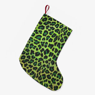 Leopard Black and Green Print Small Christmas Stocking