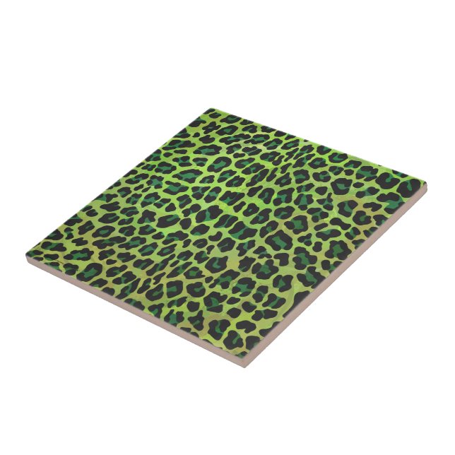 Leopard Black and Green Print Tile (Side)