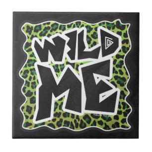 Leopard Black and Green Print Tile