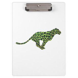 Leopard Black and Green Silhouette Clipboard