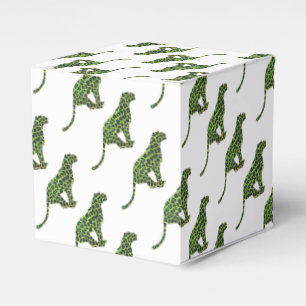 Leopard Black and Green Silhouette Favor Box