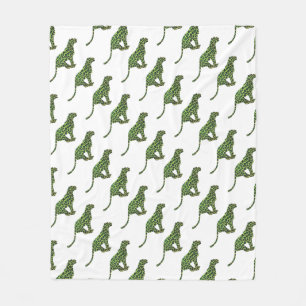 Leopard Black and Green Silhouette Fleece Blanket