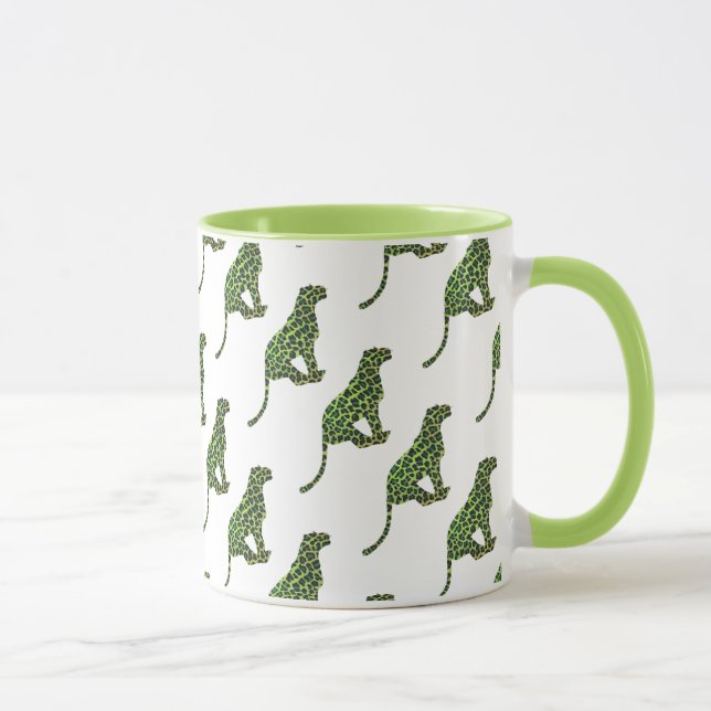 Leopard Black and Green Silhouette Mug (Right)