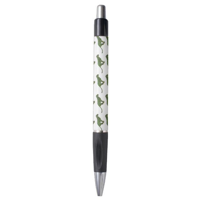 Leopard Black and Green Silhouette Pen (Front Vertical)