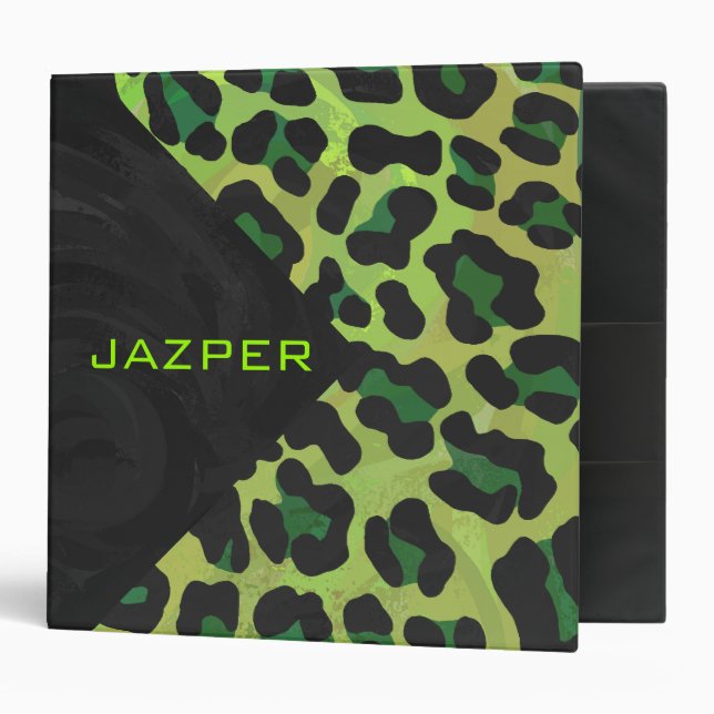 Leopard Black and Green with Monogram Binder (Front/Inside)
