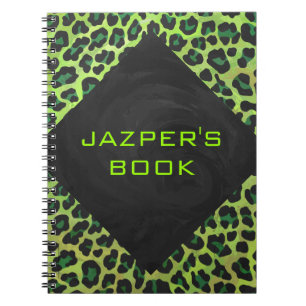 Leopard Black and Green with Monogram Notebook