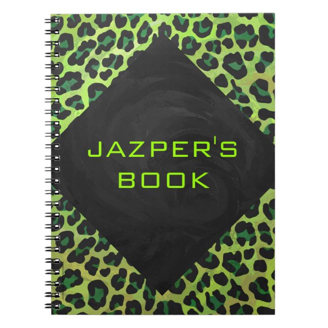 Leopard Black and Green with Monogram Notebook (Front)