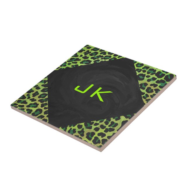 Leopard Black and Green with Monogram Tile (Side)