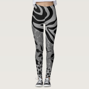 Leopard black and grey leggings