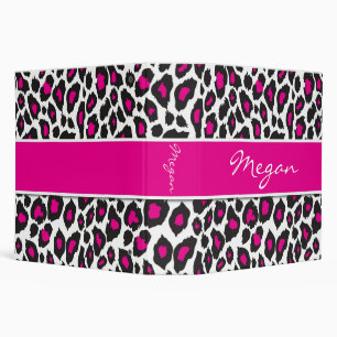 Leopard Black and Hot Pink Binder 2 inch