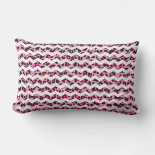 Leopard Black and Hot Pink Chevron Print Lumbar Pillow