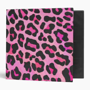 Leopard Black and Hot Pink Print Binder