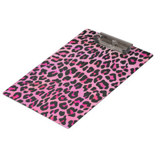 Leopard Black and Hot Pink Print Clipboard