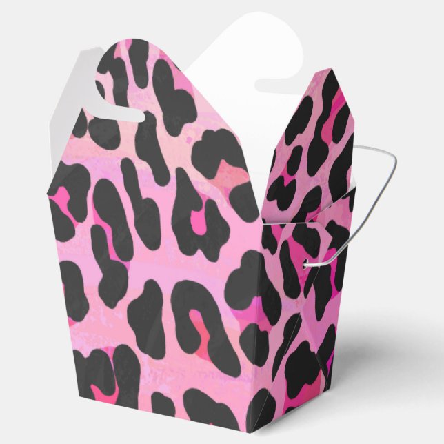 Leopard Black and Hot Pink Print Favor Box (Opened)