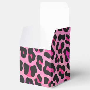 Leopard Black and Hot Pink Print Favor Box