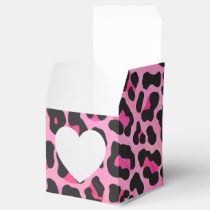 Leopard Black and Hot Pink Print Favor Box