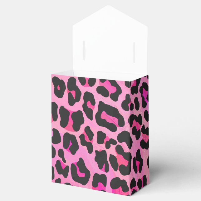 Leopard Black and Hot Pink Print Favor Box (Opened)