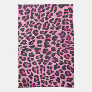 Leopard Black and Hot Pink Print Kitchen Towel