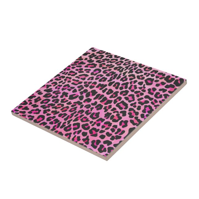 Leopard Black and Hot Pink Print Tile (Side)
